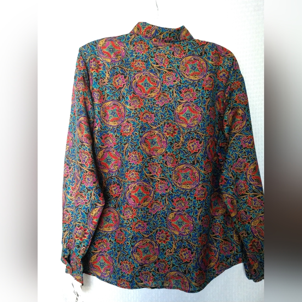 NEW Vintage Basic Editions Shirt Blouse Colorful Floral NWT Large Chest 44" - Picture 7 of 10